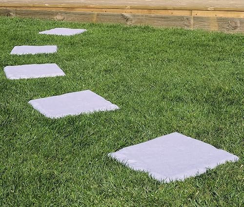 4 x Plastic Patio Stepping Stones – Easy To Install Lightweight Weatherproof Concrete Effect Anti-Slip Square Paving Slabs – Ideal for an Outdoor Garden Pathway or Patio, Each Measure 30 x 30cm