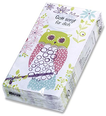 Praisent Papiertaschentücher, 10er-Pack, 4-lagig (Eule)