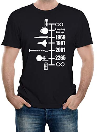 Reality Glitch Herren Spaceship Timeline T-Shirt (Schwarz, X-Large)