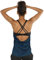 icyzone Damen Sport Yoga Top mit BH - 2 in 1 Fitness Shirt Cross Back Gym Sport Tank Top (L, Royal Blue)