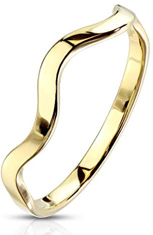 Autiga® Damen Ring Edelstahl Welle Herren Stapelring Bandring Gold 54 - Ø 17,32 mm