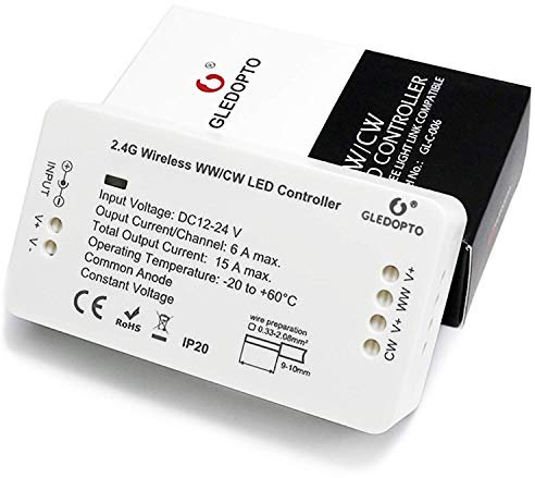 Zigbee Controller WW/CW CCT Color Temperature Dimmer Switch for Cold Warm Dual White Rope Light Band, Compatible with ZigBee Light Link ZLL,APP Control