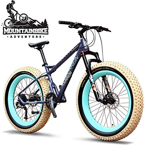 NENGGE Hydraulische Scheibenbremse Mountainbike 26 Zoll für Erwachsenen Herren Damen, Luftdruck-Vorderradaufhängung 27 Gang-Schaltung Hardtail MTB, Jugend Fette Reifen Fahrräder,Blau