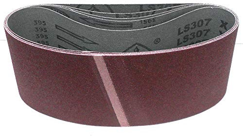 Klingspor Schleifband LS307X – 120 x 820 mm – Körnung P120 – 5 Stück – für Holz & Metall – reißfeste halbflexible Gewebeunterlage – Profi-Schleifbänder für Bandschleifer