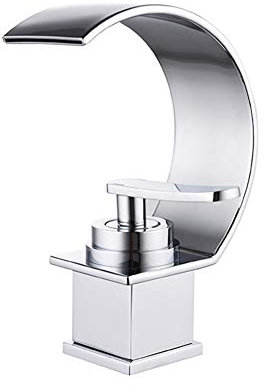 Rubinetto Bagno Lavabo Cascata, Miscelatore Lavabo, Moderno Nero Monocomando Ottone Rubinetto Bagno, Per Acqua Calda E Fredda Disponibile, Valvola In Ceramica & Aeratore Abs, Adatto Per Lavabo E Bagno