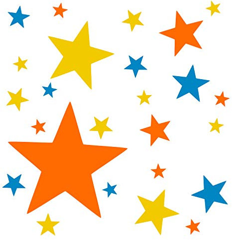Timalo® 60 Stück Wandtattoo Kinderzimmer XL Sterne Pastell Wandsticker – Aufkleber | 73094-SET10 | gelb hellblau orange
