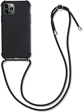 kwmobile Crossbody Case Compatible with Apple iPhone 11 Pro Case - TPU Silicone Cover with Strap - Black