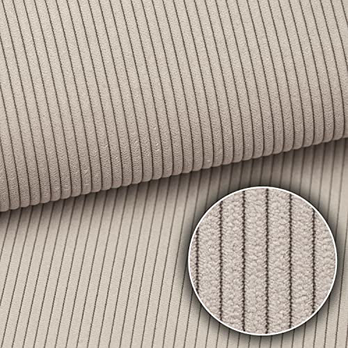 Heko Panels Murano Polsterstoff Cord-Optik Meterware Stoff zum Nähen Möbelstoff Abriebfestigkeit 35000 Zyklen 100 x 142 cm Beige