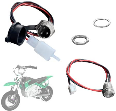 GLDYTIMES Razor Charger Port - Dirt Rocket MX350 Dirt Quad Ladebuchse 1Z 3 Pin 2 Wire Connector Plug Jack Electric Hoverboard Steckdose Ladegerät mit Power Button Drahtkabel mit Unterlegscheibe