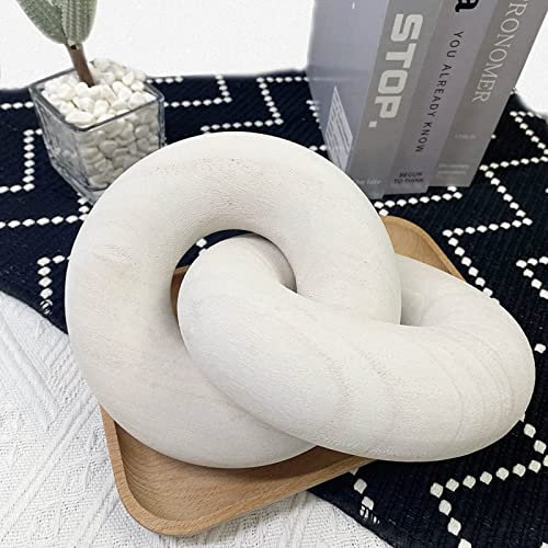 Wood Knot Decor,URMAGIC 2-Link Wood Chain Link Decor,20cm Knot Decorative Object,White Wood Chain Decor,Hand Carved Decorative Knot,Wood Garland,Coffee Table Decor