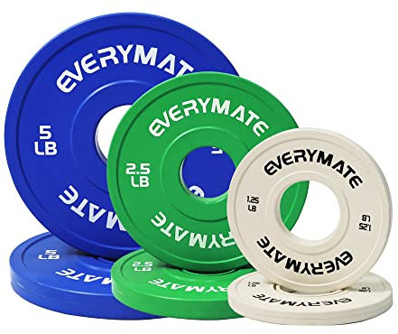 EVERYMATE Change Weight Plates Set 1.25LB, 2.5LB, 5LB, 17.5LB Fractional Bumper Plate for Cross Training and Olympic Weightlifting