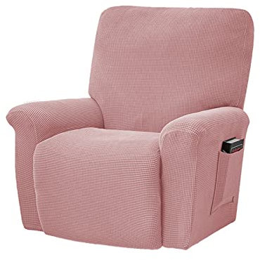 GUYIRT Relaxsessel bezug 4 Stück Sesselhusse Stretch-Jacquard Sesselüberwurf mit elastischem Boden Sesselbezug für Wohnzimmer -rosa