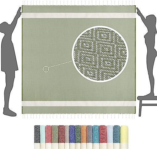 furora Holiday Strandtuch XXL 200x200 cm: Baumwolle, leicht dünn | Picknickdecke Stranddecke + Strandhandtuch Groß, Hamamtuch Saunatuch Damen Herren, Beach Towel Cotton Strandlaken, Urlaub Must Have