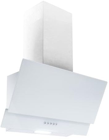 PKM Schräghaube Kopffreihaube Dunstabzugshaube 60cm Breite 3 Leistungsstufen Abluft/Umluft in Schwarz oder Weiß (White)