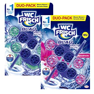WC Frisch Kraft Aktiv Blauspüler Probier Set, 2 Sorten (2 x 100g), Ozeanfrische und Blüten-Frische