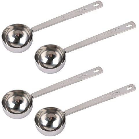 RP Remarkable Power, 4 Pack 30 ml Silver Stainless Steel Coffee Measuring Scoops with Long Handle 2 Tablespoon Long Handle Spoons