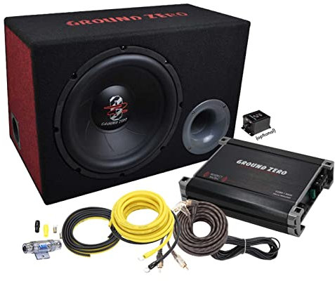 Ground Zero GZ BASS Kit 12.300X-II + cavo – Subwoofer attivo 30 cm con 300 Watt (RMS: 200 Watt)