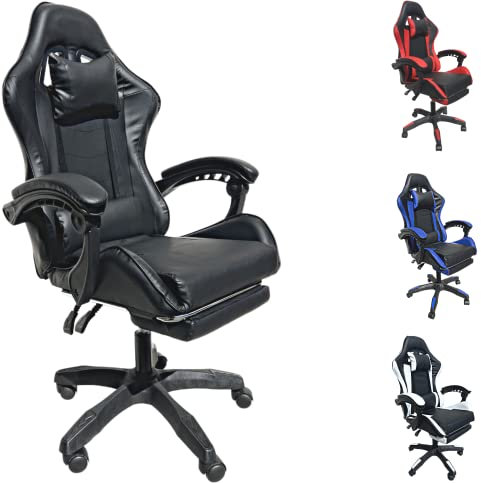 S.I.S.A. di G.&G. srl con socio unico Sedia Gaming Ergonomica, Sedia Ufficio Ergonomica Lombare, Colore Nero, 61x51x123cm, Schienale Regolabile fino a 135 gradi, Pistone A Gas, Sostiene Fino 120 Kg