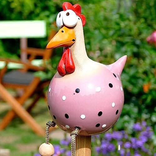 OWOAOOwl Keramik Huhn Gartendeko,Handarbeit Gartenstatue Dekorative Henne Gartenstecker,Gartendeko Huhn Deko,Gartenfigur Gartendekoration,Harz Statue Bauernhof Balkon Wohnzimmer Deko,Dekorative Henn