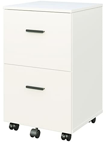 Panana Mobile File Cabinet with 2 Drawers, Wooden Small Filing Organizer Office/Home (White)
