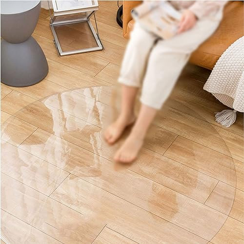 Stuhlmatte Transparent,Runde Bodenschutzmatte,Gefrostet 1.5mm PVC Schreibtischstuhl Matte für Harter Boden Parkett Bodenmatte für Schreibtischstuhl Tischdecke Durchsichtig (transparent,120cm/46.8in)