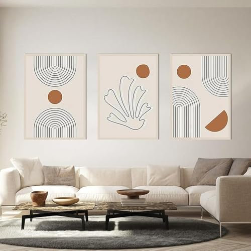 QPLGTU Geometrisches Poster-Set, Abstrakte Bilder Von Blumen Und Pflanzen, Gedrucktes Poster Für Wohnzimmer Hintergrund Wanddekoration, Rahmenlos (Stil 6,50x70cm*3)