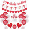 Rubin Hochzeit deko, 40 Hochzeitstag Dekorationen, 40 Rubin Hochzeitsbanner, Happy 40th Anniversary Luftballons rot weiße Luftballons Herzballons 40 Ruby Wedding tortenaufsatz