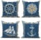ASDCXZ Maritim Kissenbezug 50x50 cm 4er Set, Blau Beige Anker Kompass Segelboote Sofa Dekokissen Kissenbezüge Kissenhülle Waschbar Polyester Flachs Textil Outdoor Kopfkissenbezug Kissen Bezug