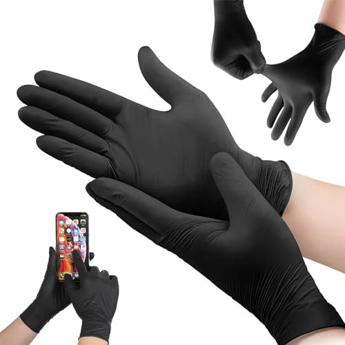 Güdstuf Guanti monouso multiuso in nitrile nero, senza polvere, extra resistenti, per uso medico e alimentare - Scatola da 100 (X-Large, 10 scatole -1000 pezzi)