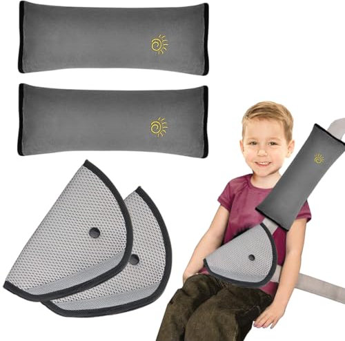 FGen Coussin Ceinture Sécurité Enfant, 2 Oreiller Amovible Coussinets d'Epaule, 2 Coussin de sécurité à épaulettes, Ceinture de Securite Enfant de Voiture pour les Enfants Protéger Cou/Epaules