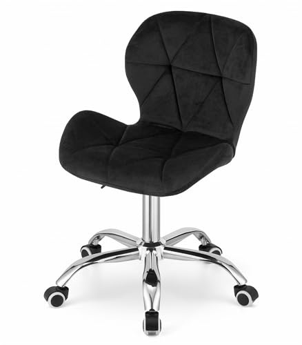 NMK HOME Bürostuhl Samt Ergonomisch Verstellbar Schwarz | Samtbezug, Homeoffice, Schminktisch, leise Rollen, verstellbare Sitzhöhe, ergonomisch