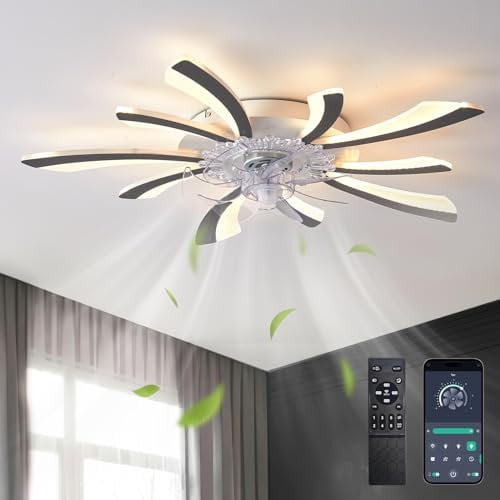 Depuley Ceiling Fan with Remote Control, 5 Light LED Ceiling Fan with Dimmable, Silent DC Motor Reversible 6 Speeds Ceiling Fans with Lights for Bedroom, Living Room,Timer, 3000K-6000K, Black