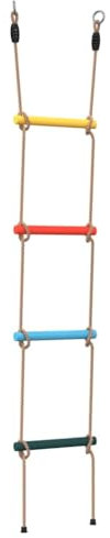 vidaXL Escalera de Cuerda para niños con 4 peldaños Multicolor, Escalera de Escalada, Columpio de Cuerda, Columpio de jardín, Escalera Colgante