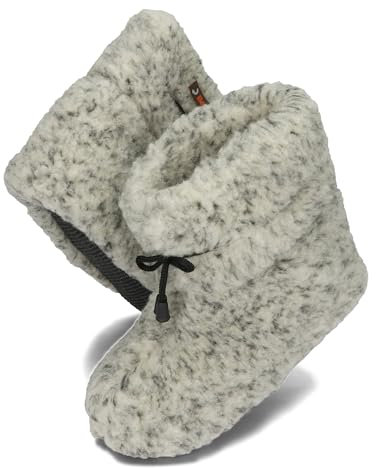 BeComfy Warme Hausschuhe Damen Herren Hüttenschuhe aus Schafwolle Wollhausschuhe Unisex Hausstiefel mit Schnürsenkeln 36-46 (Grau, EU Schuhgrößensystem, Erwachsene, Numerisch, M, 36)