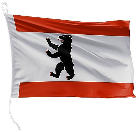 FLAGLY Bandiera per barche Berlino, 30 x 45 cm, peso 115 g/m², stampata, robusta con maglia e passante, accessori per barche a motore (30 x 45 cm, Berlino)