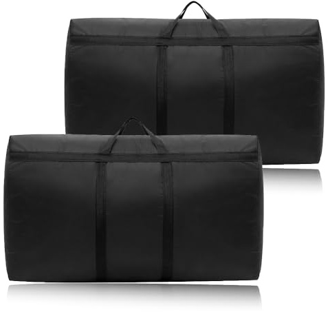 2 Pcs 180L Large Storage Bag, Extra Large Moving Bag with Zips | Extra Large Heavy Duty Storage Boxes with Lids for Moving House, Bedding Underbed Storage Bag- 600D Oxford Cloth(Black)