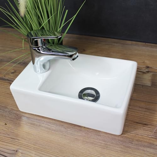 Waschbecken Gäste-WC 29,5 x 18,5 cm Hängewaschbecken Aufsatzwaschbecken Keramik Weiß