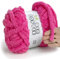 MeriWoolArt® Dicke Chenille Wolle Rosa 250g, Flauschige Merino Wolle Zum Häkeln und Stricken, Weiches XXL Garn Für Decken, Kuscheltiere, Zierkissen - Perfekt Für Anfänger und Fortgeschrittene