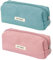 TAIHOBO Lot de 2 trousses à crayons monochromes pour filles et garçons, en toile de velours côtelé, esthétique, pour femme et homme, Bleu clair, gris rose, Tendance et polyvalente