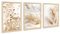 3 Pcs Beige Löwenzahn Pampasgras Salbei Mit Rahmen Leinwand Bilder Malerei Poster Küstenstrand Landschaft Bild Wandbilder Wohnzimmer Schlafzimmer Wanddeko 90x40cm (12x16x3pcs) (Kein Plexiglas)