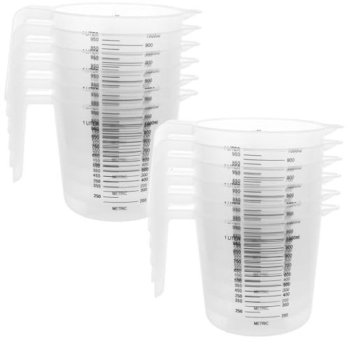 GBACHOOSE 12 caraffe graduate in plastica da 1 litro, con scala graduata, in plastica trasparente, con manico, per cucinare e cuocere al forno