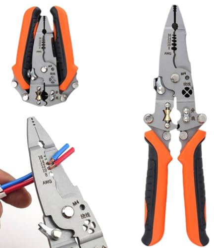 12 in 1 Multifunctional Wire Stripper Crimper Cable Cutter Pliers, Foldable Professional Wire Stripping Tool, New Electrician Pliers Tools and Cable Stripper for Cutting Stripping Shearing (1Pcs)