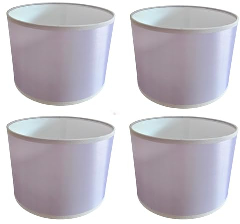4 Stück Lampenschirm E27 Rund Retro Vintage Farbe: Silbergrau Stofflampenschirm Textilschirm Ersatzschirm Tischlampe Pendelleuchte E27 Fassung Durchmesser (4x Silbergrau)