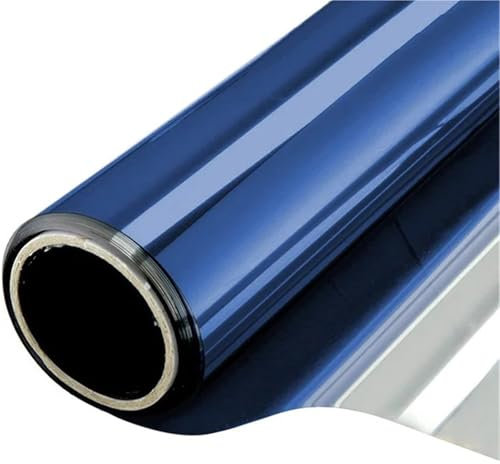 Window Film Privacy Window Film One Way Mirror Film Daytime Privacy Static Non-Adhesive Decorative Heat Control Window Tint for Home(Dark blue silver,45x100cm)