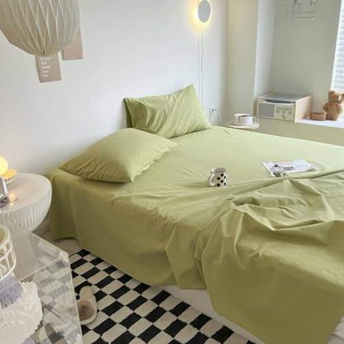 Homxi Betttuch Doppelbett,120 x 230 cm,Boxspringbetten mit Matratze Baumwolle Einfarbig Bettbezüge Olivgrün