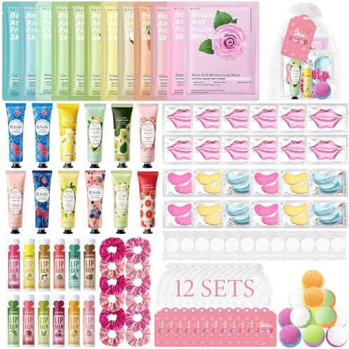 Erinde Coffret Cadeau Femme Spa Anniversaire, Coffrets de Bain et de Soins 120 pcs avec Masques, Crèmes Mains, Bombes de Bain, Baumes & Masques Lèvres, Idée Cadeau Noël/Maman/Amie
