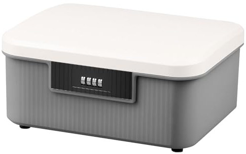 KTCINA Professional Abschließbare Aufbewahrungsbox 26 x 22 x 12 cm ca. 9 L mit 4-stelligem Zahlenschloss für persönliche Gegenstände, Dokumente und Wertpapiere (Grau)