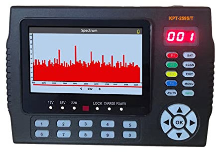 DIKAMAN Buscador de satélites KPT-259ST DVB-S2 DVB-T2 DVB-C Satellite Finder Meter HD Satellite TV Receptor Análisis de Espectro para Ajustar la Antena parabólica