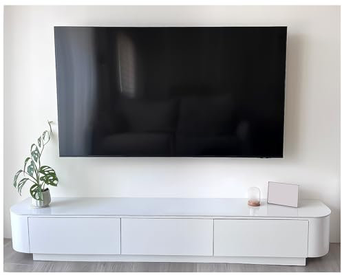 GAOAZHEN Mueble de TV de Madera de pie con cajones y Puertas, Consola Multimedia Moderna, Estante Grande para Debajo del televisor, bandejas Blancas para TV, Mesa de TV para Sala de Estar (140 x 25 x