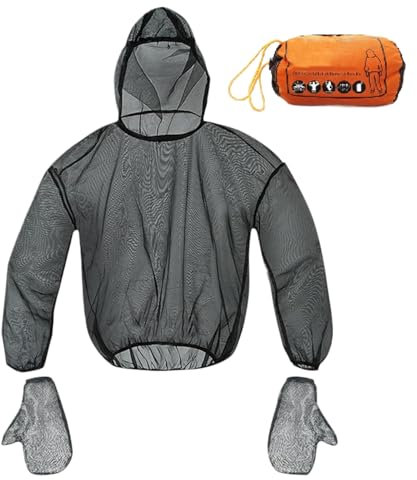 Atmungsaktives Fliegennetz-Kleidungsanzug mit Kapuzenjacke und Hose, leichtes Schutznetz für Outdoor-Aktivitäten, Angeln, Wandern und Reisen, 17 x 5 x 7 cm, M, Refer to description